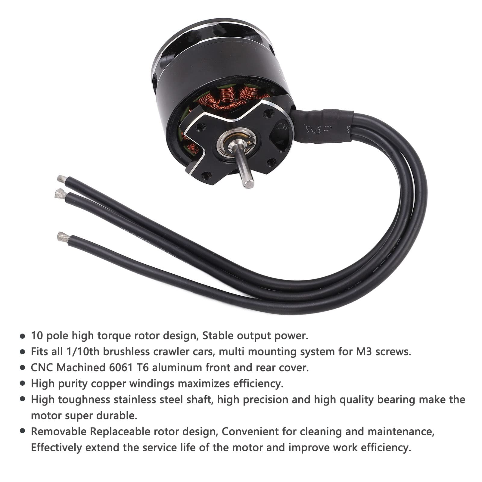 Durable 2500KV Brushless Motor with Detachable Structure for 1/10 RC