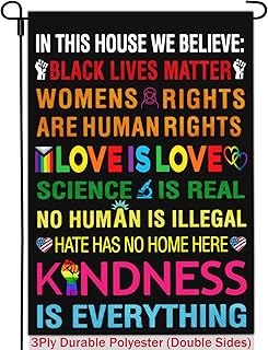 NASIAN Pride Garden Flags for Outside in This House We Believe Yard Sign Garden Flag Science is Real Black Lives Matter Flag Love is Love Hate Has No Home Here flag Outdoor Decorations 12x18 Inch