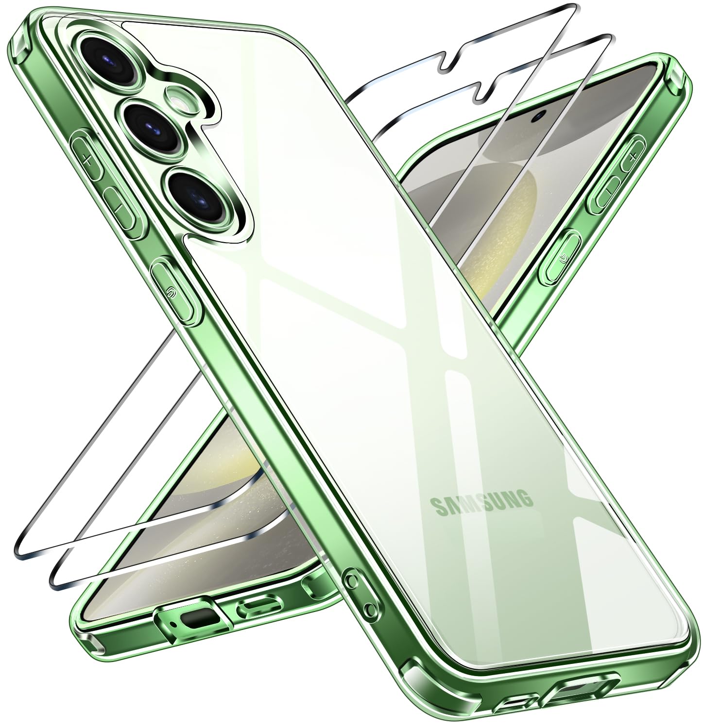 ivoler Anti-Jaunissement HD Clair Coque pour Samsung Galaxy S24 5G avec 2 Pièces