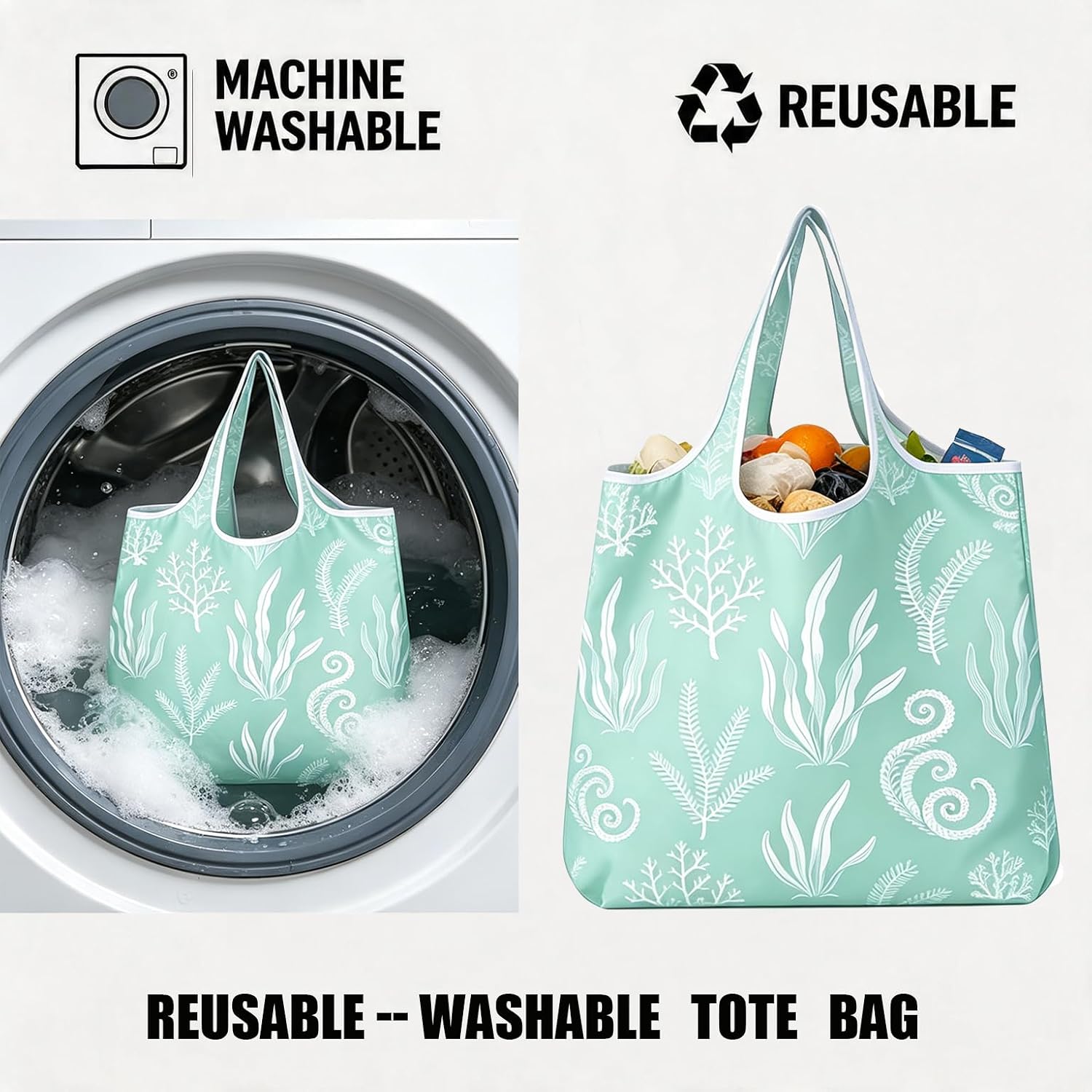 6 Pack Foldable Shopping Bag, Reusable Shopping Bag | Machine Washable, For Grocery, Travel, Storage, Gift
