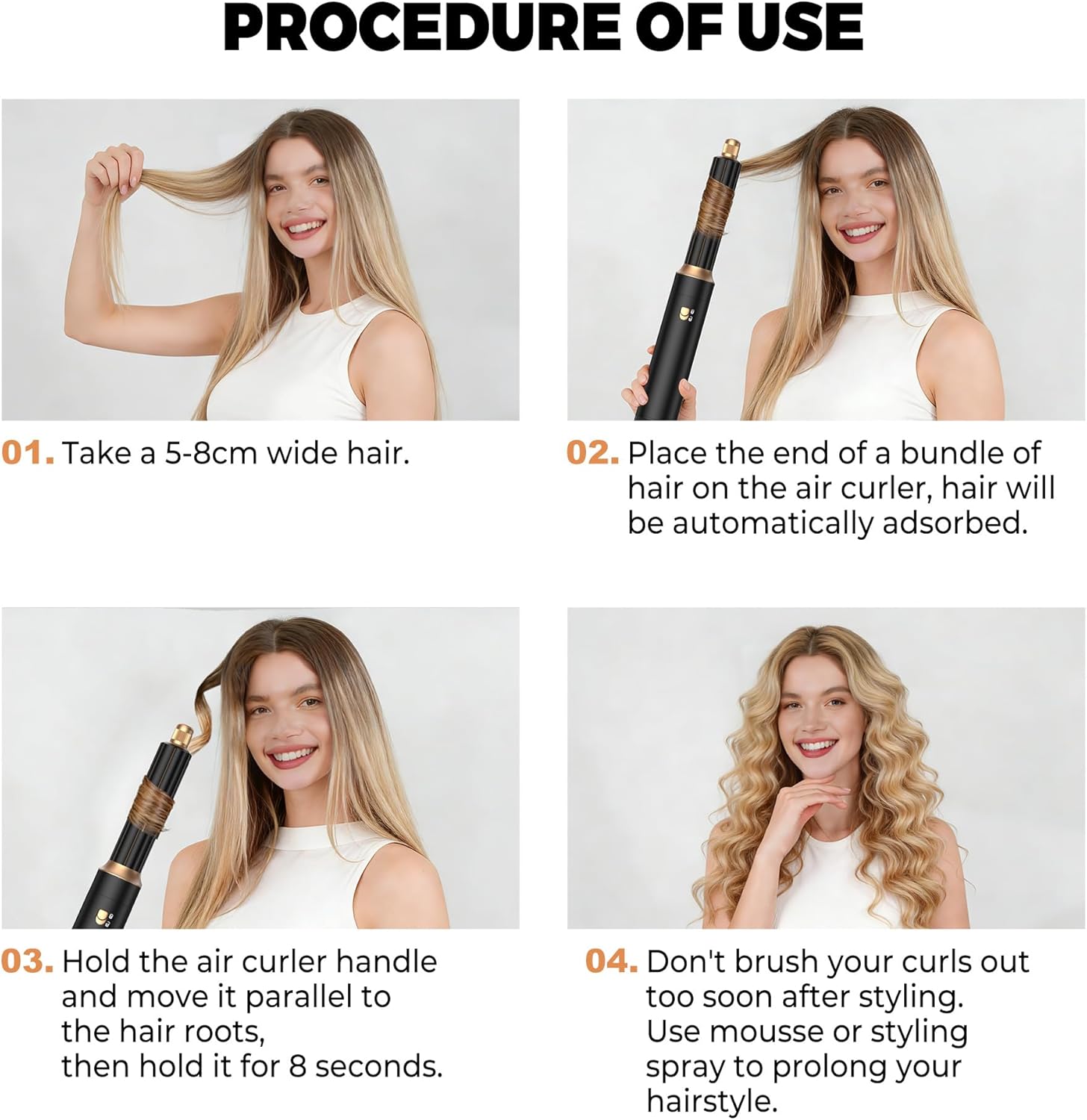 5 in 1 Hair Dryer Brush Set,Professional Negative Ionic Hot Air Styler, Air Curling Wrap Styler,Detachable Blow Dryer Brush With Auto Wrap Curlers,Hair Styling Tools For Straight/Curl/Drying/Smoothing
