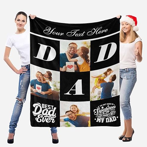 Miniatura 10 de Manta personalizada para papá y papá en el Día del Padre con manta personalizada como regalo I Love You Dad, manta personalizada con foto, 40 x 50