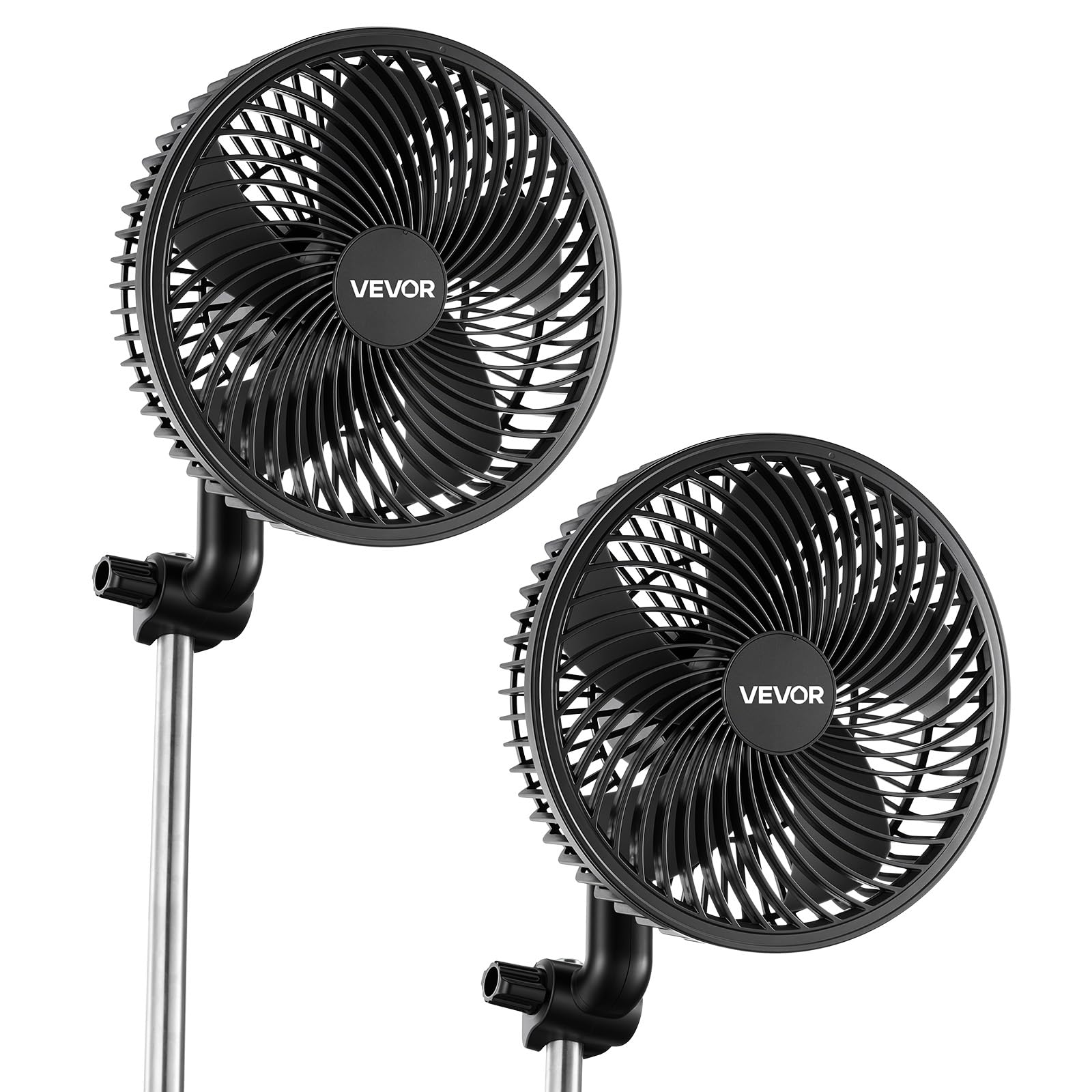 VEVOR Grow Ventilator mit Clip Oszillierend, 10 W-Clip-Ventilator mit USB-C-Anschluss, 9 Geschwindigkeitsstufen & Zirkulationsmodus, Umluftventilator für Umluft & Kühlung in Growbox, Growzelt, 2er-Set