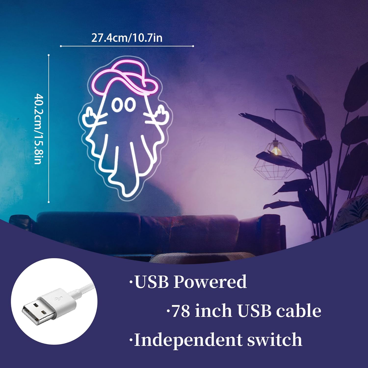 Cowboy Ghost Neon Sign Led Neon Lights Signs for Wall Decor USB Powered Led for Room Decoration Home Bar Game Room Party Decor - Image 6