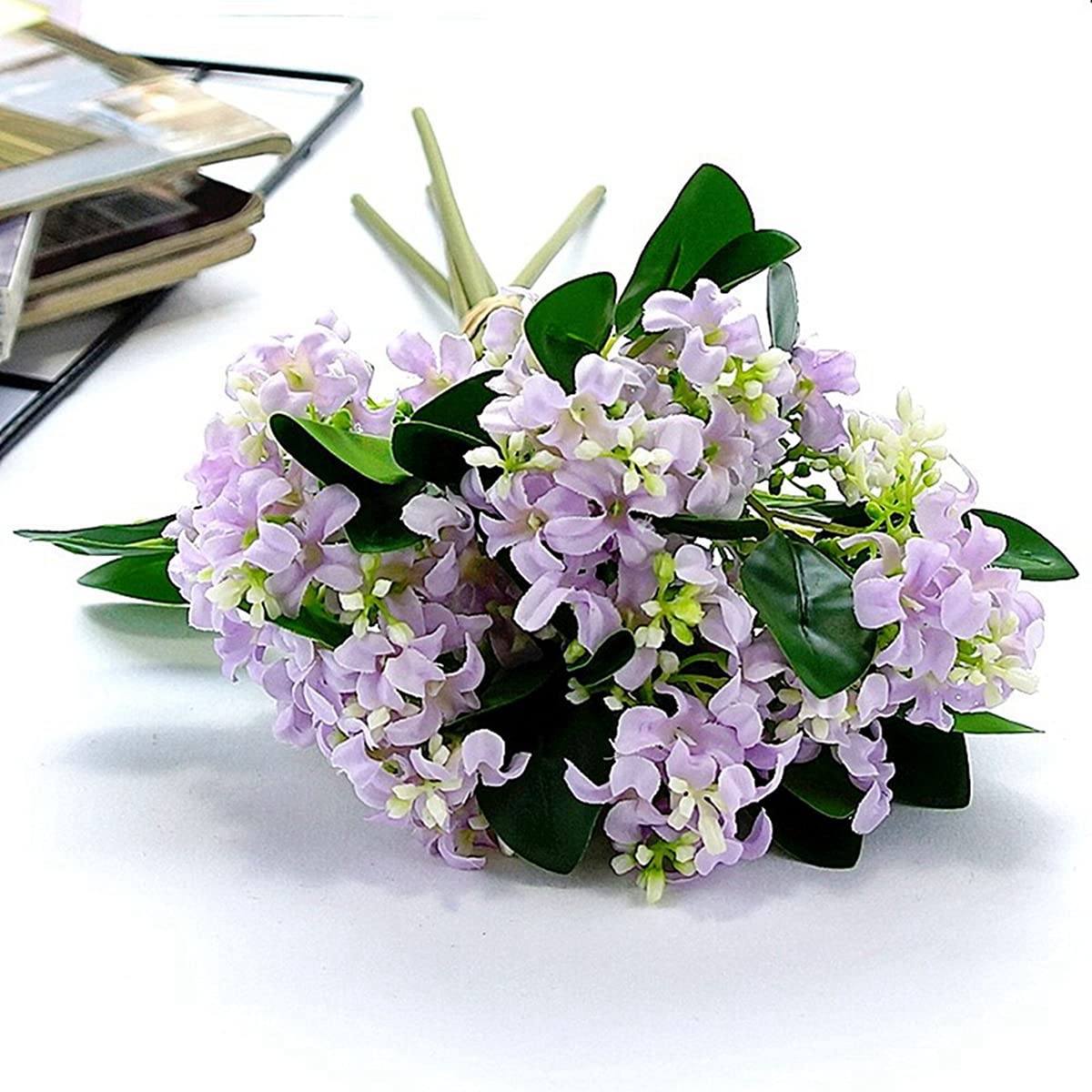 Bouquet De Fleurs Artificielles De Lys Blanc, 38cm, 5 Pièces, Fausses Plantes Pour Fête De Mariage, Pour Salon, Décoration De Maison, Touche Réelle