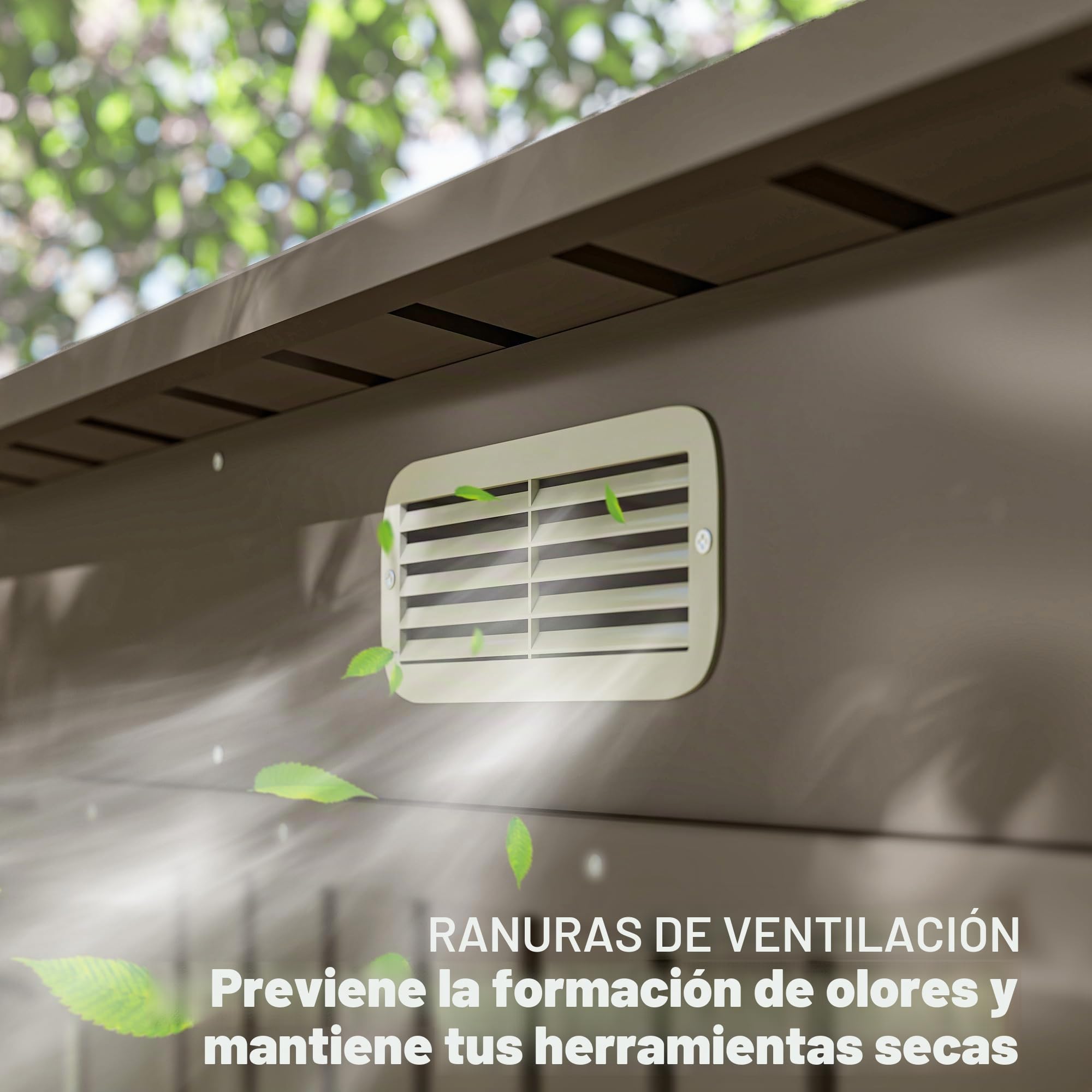 Outsunny 8 x 4FT Caseta Jardín Fácil Montaje Puerta Bloqueable Gris Claro