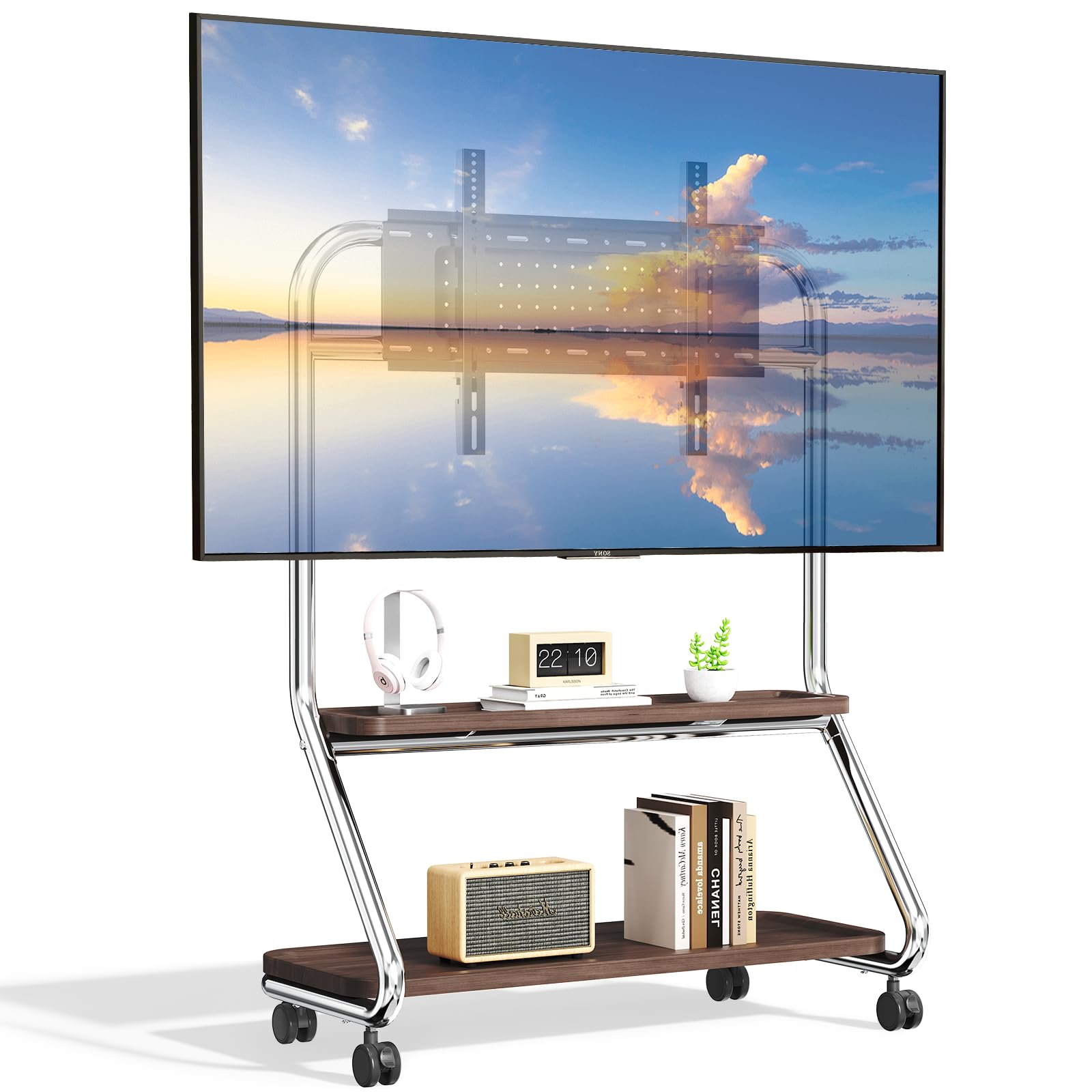 TV Ständer mit Rollen, Mobiler TV-Wagen für 40-75-Zoll-Ferns