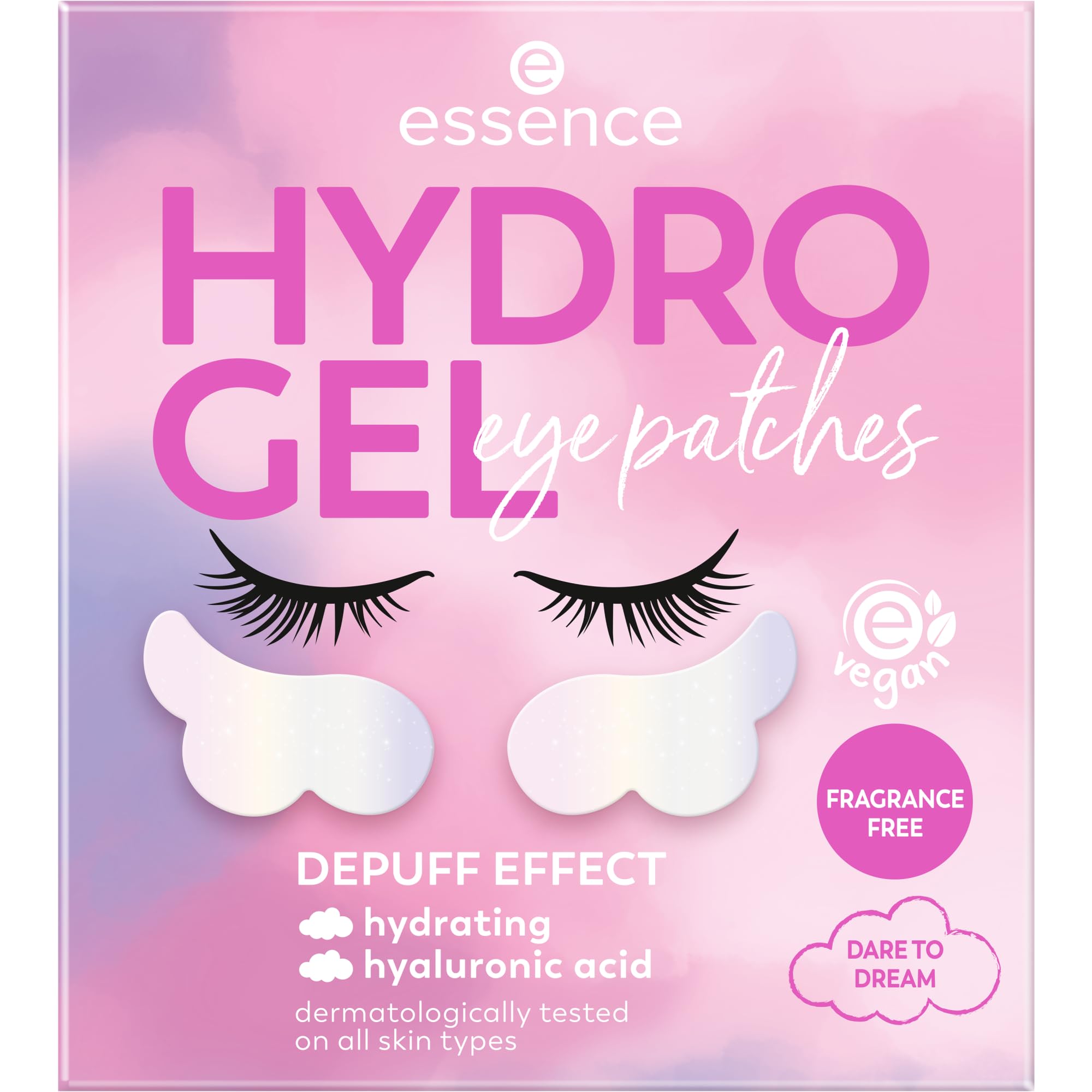 essence HYDRO żelowe plastry pod oczy, nr 04, białe, pielęgnujące, chłodzące, wegańskie, bezolejowe, bez perfum, bez alkoholu, 1 szt. (1 para)