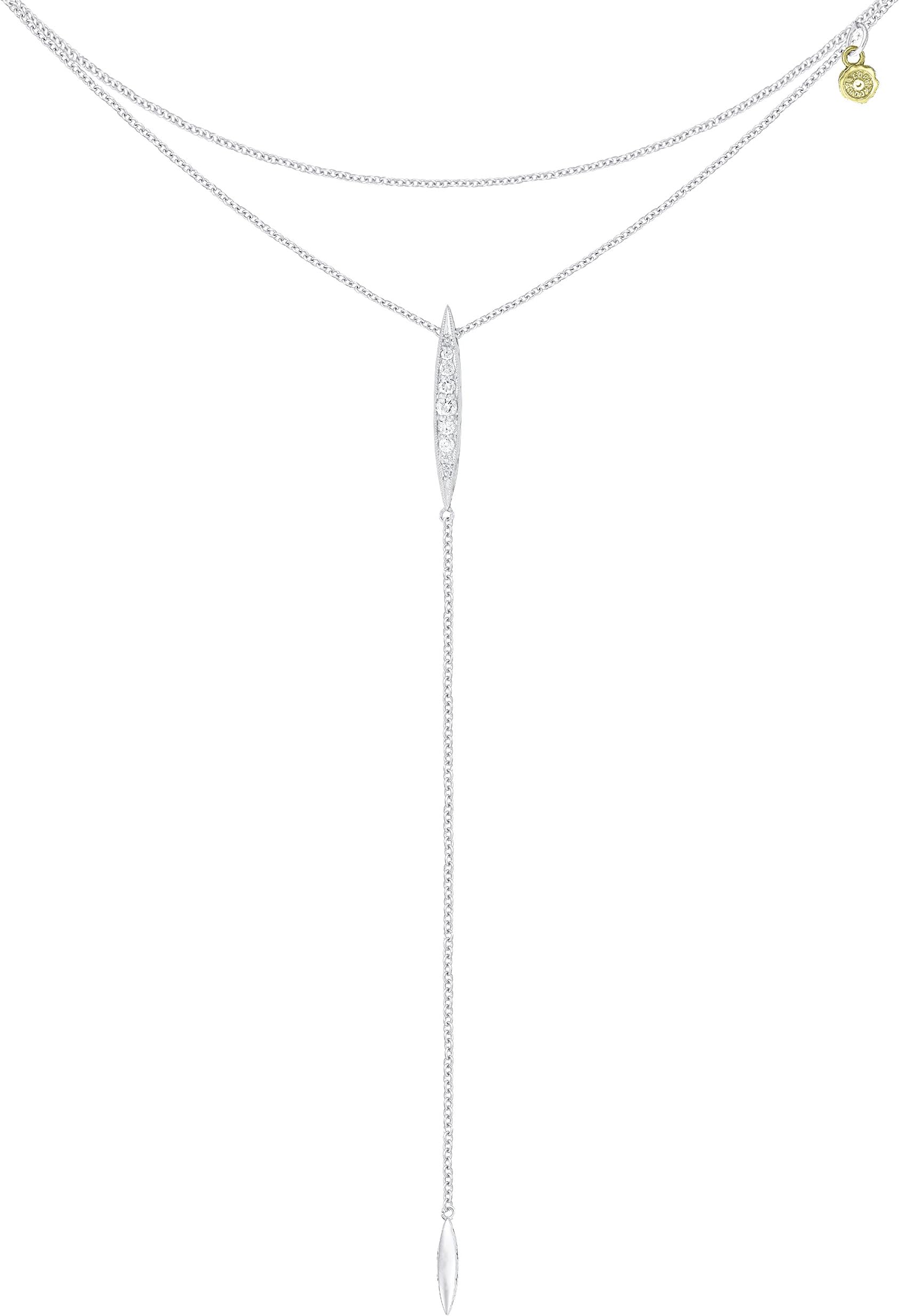 Tacori SN214 Ivy Lane Sterling Silver Surfboard Lariat Necklace (0.11 cttw, H-I Color, I2-I3 Clarity)