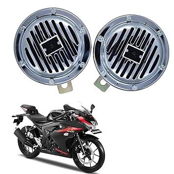 Vagary Universal Windtone Bike Horn With Chorme finishing Heavy Quality body (Set of 2, 12V voltage) for Suzuki GSX R150