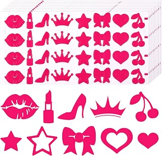 320pcs Tanning Stickers for Body, Hot Pink Self-Adhesive Tanning Sunbathing Stickers 8 Styles Tanning Bed Stickers Sun Tanning Sticker for Summer Beach Outdoor Party Supplies