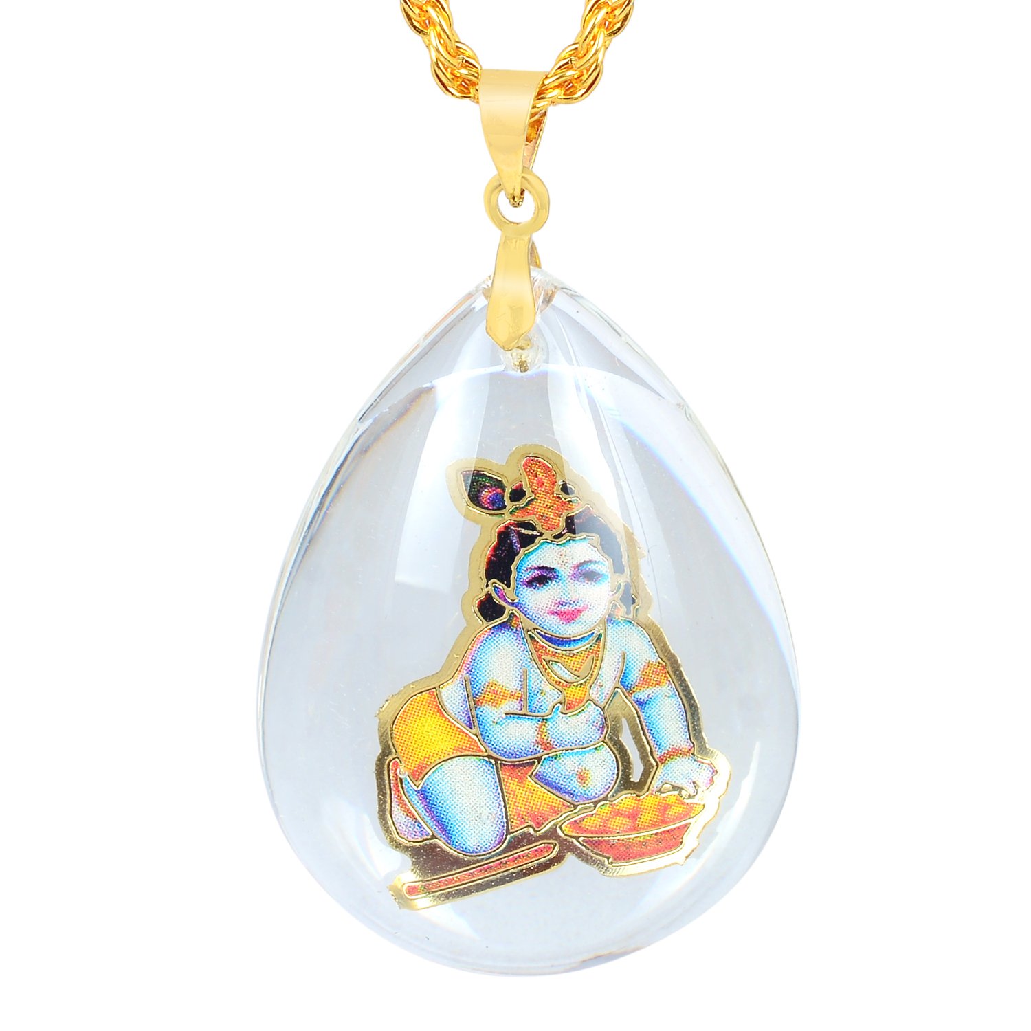 Memoir Crystal Aquarium encased Krishna chain pendant necklace, for Men and Women (B01JWFRJXO) Amazon Price History, Amazon Price Tracker
