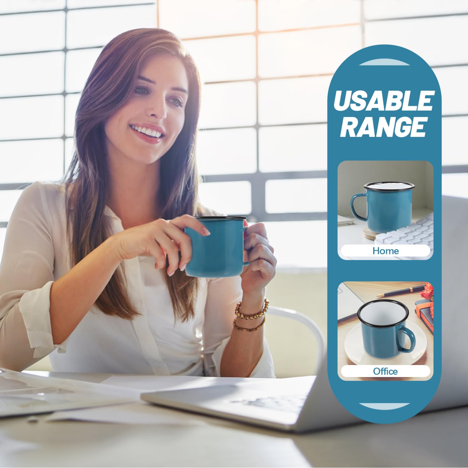 Set 2 Tazze In Ferro Smaltato Stile Retrò - Per Tè, Caffè, Campeggio E Viaggio - Foto 5