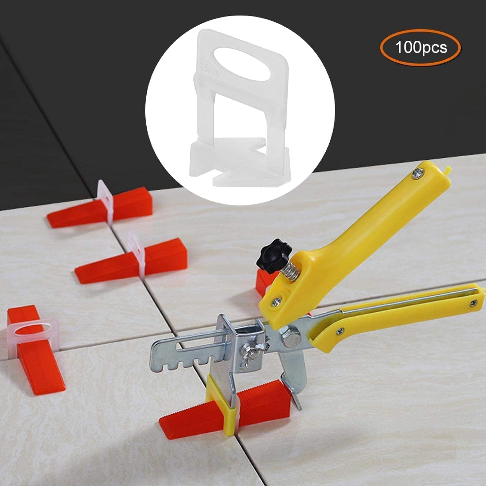 Kit De Sistema De Nivelación De Baldosas De 0,5 Mm, Alicate Para Baldosas Y 100 Piezas Cuñas Reutilizables Kit De Bricolaje Para La Instalación Profesional De Baldosas De Cerámica Y Piedra