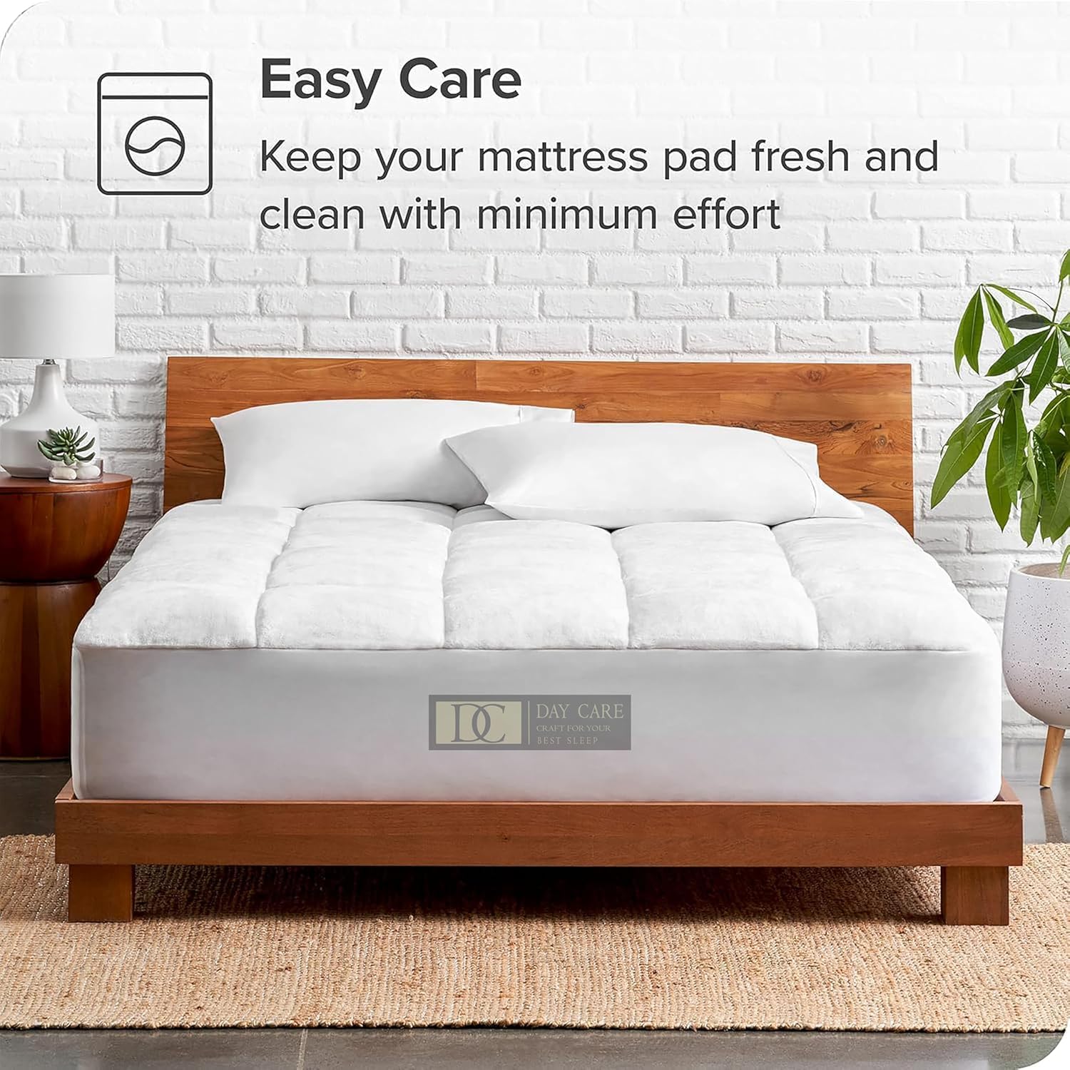 DAY CARE® Extra Thick 1200GSM Cooling Mattress Pad – 400TC Cotton Pillow Top Mattress Topper, 18" Deep Pocket Stretch Fit, Soft Breathable Comfort (White, Full XL 54x80 Inch)