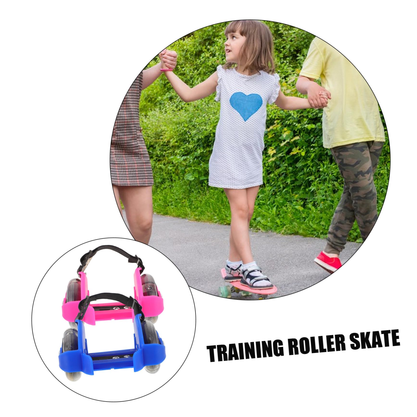 WOONEKY 2 Pairs Boys and Girls Roller Skates Girls Skating Shoes Adjustable Rollers Training Skate