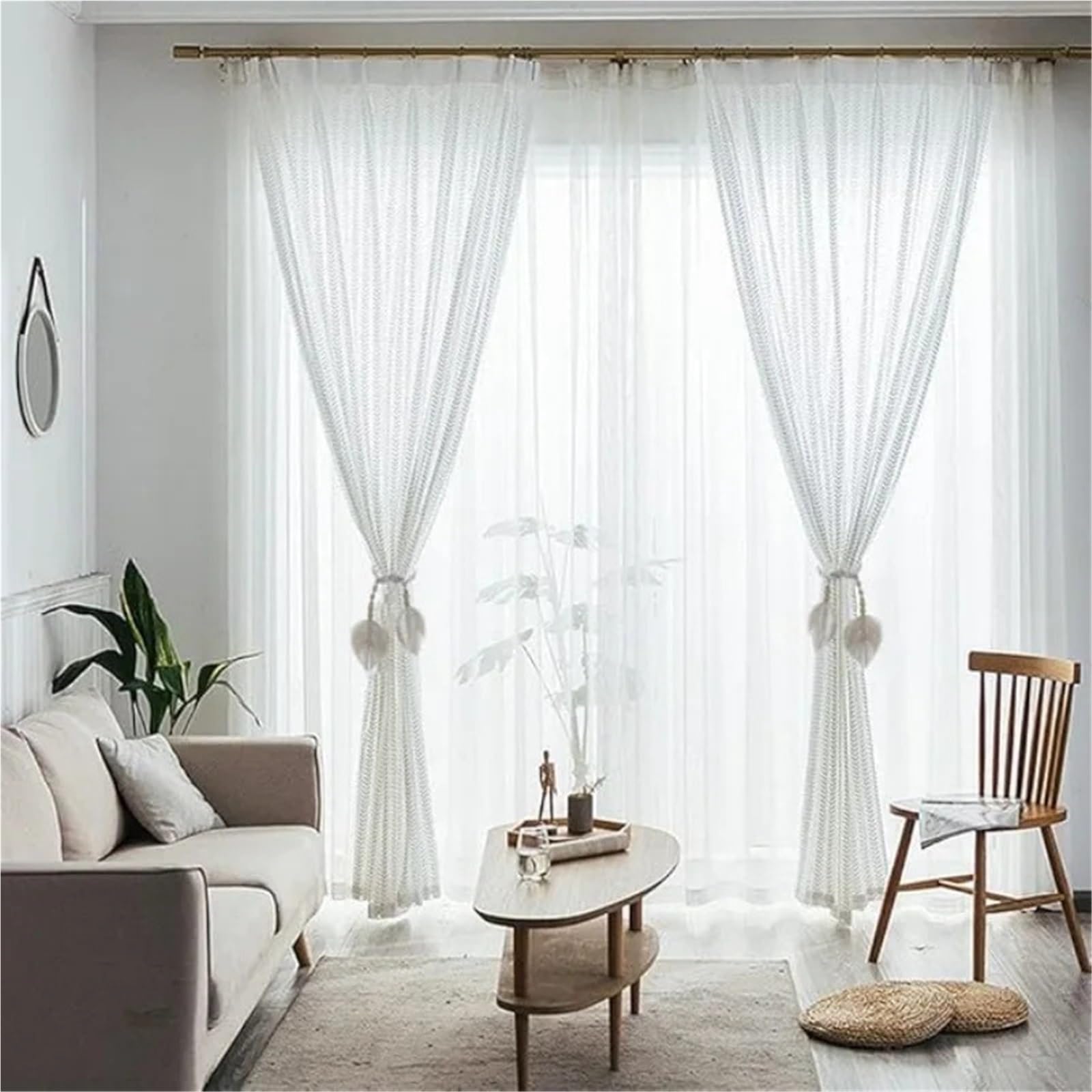Alzapaños De Cortina Trenzados 6 alzapaños de Cortina de macramé con Hojas y Cuentas de Madera for el hogar y el Dormitorio.(Green)