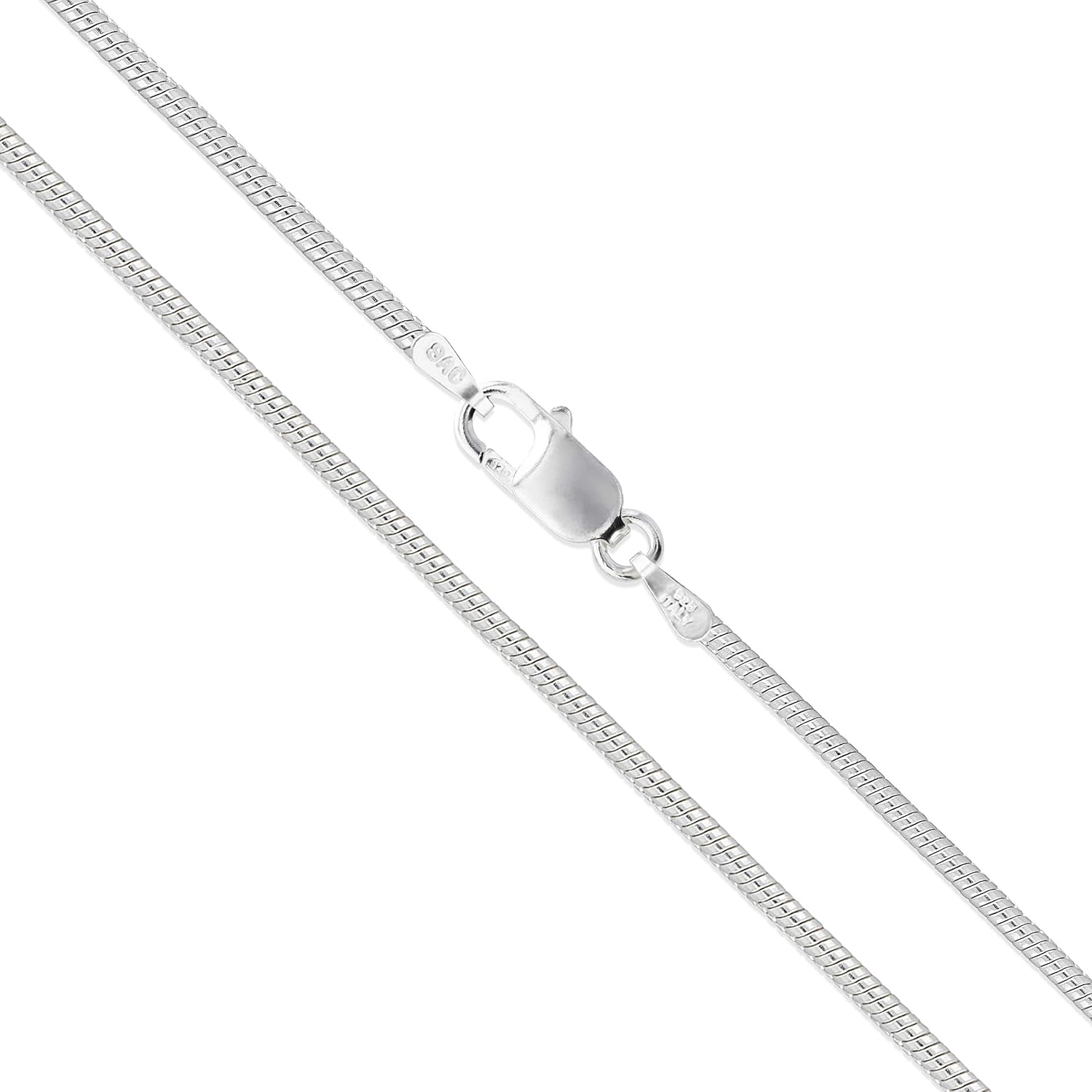 Sterling Silver Round Snake 0.8mm 0.9mm 1mm 1.2mm 1.6mm Chain 925 Italy Necklace