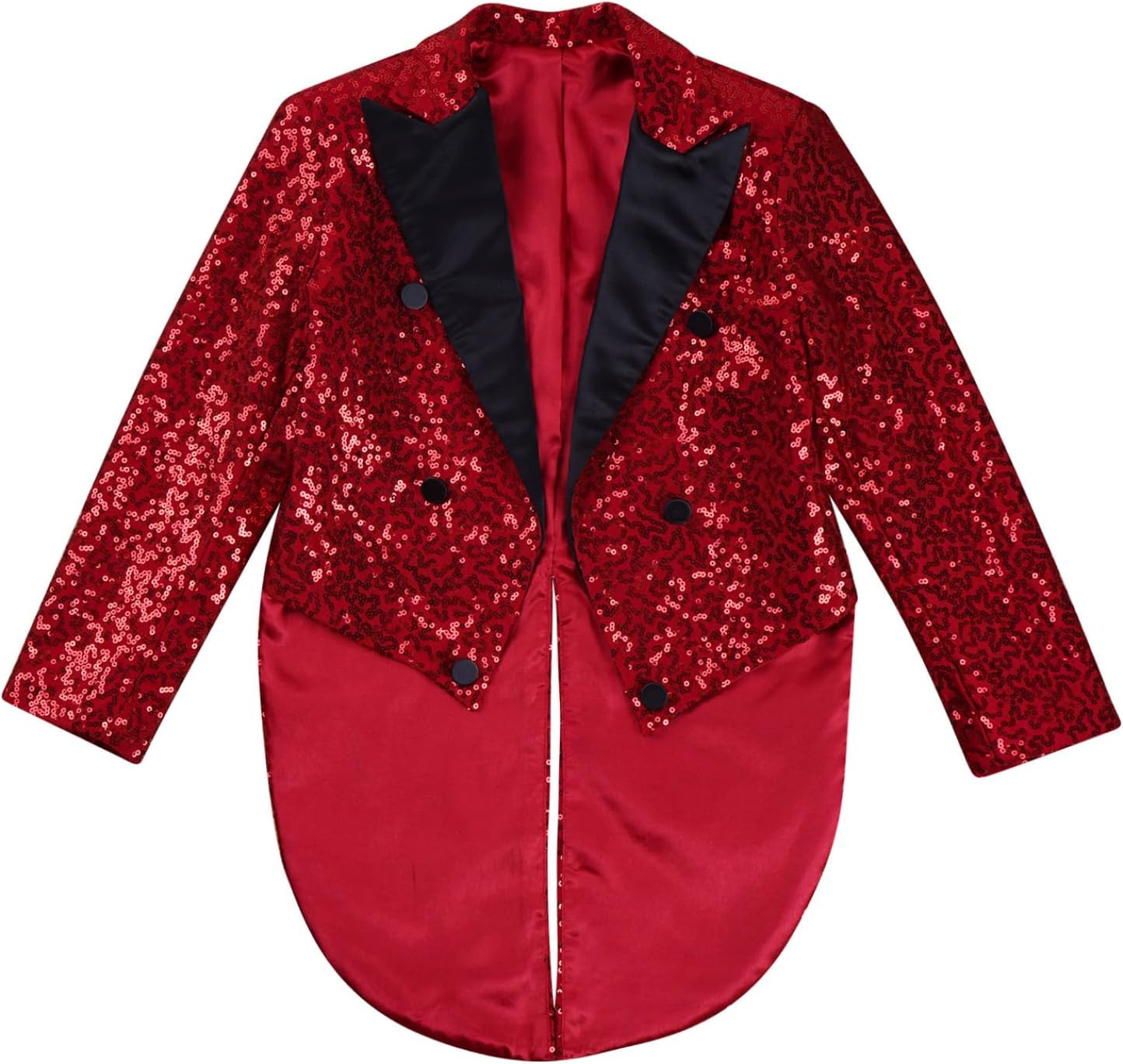 JEYPINMI Boys Tuxedo Suit Shiny Sequin Tailcoat Blazer and Pants for Kids Prom Wedding Party Circus Show