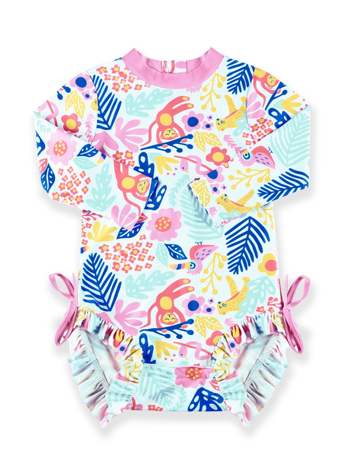 BesserBay Baby Girl Swimsuit UPF 50+ Long Sleeve Zipper Snaps Bottom One Piece Rash Guard 0-36 Months
