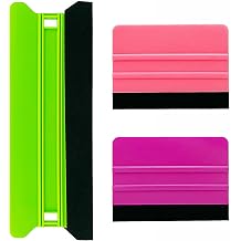 Umaki 21cm Large Plastic Squeegee Vinyl Wrap Tools Wallpaper Smoother, Felt Edge Squeegee Non Scratch, with 10cm Vinyl Scraper Decal Applicator Window Tint Tool, for Remove Air Bubbles, 3pack