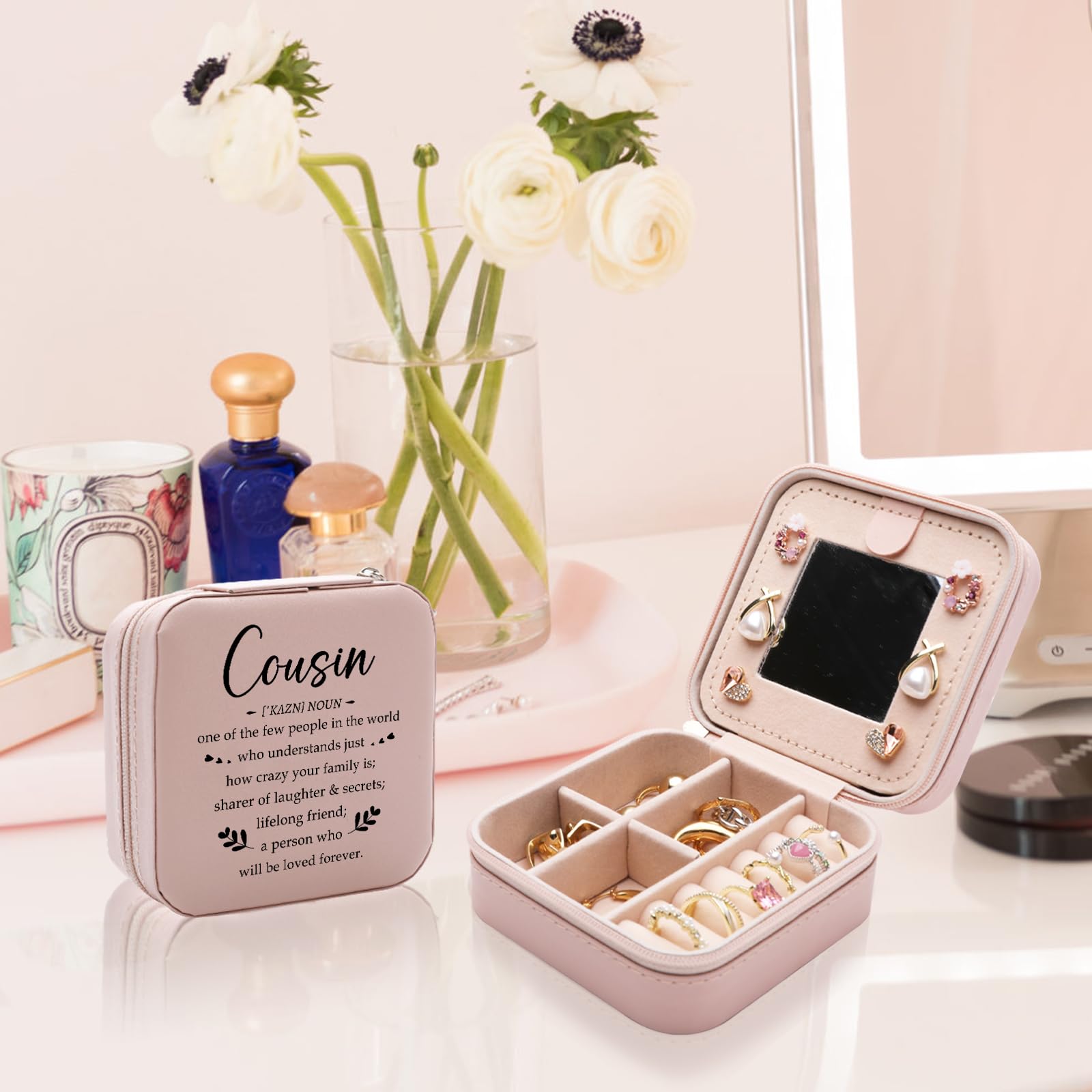 Cousin Gifts for Women Jewelry Box, Cousin Birthday Gifts For Cousins Female, Best Cousins Graduation Wedding Gift for Women Jewelry Case