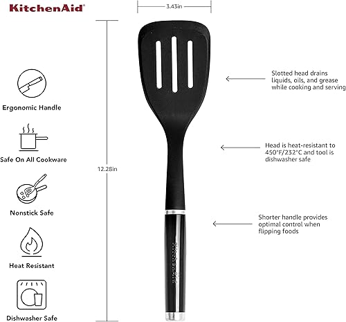 Miniatura 2 de KitchenAid Gourmet Turner ranurado de nailon talla única negro mate