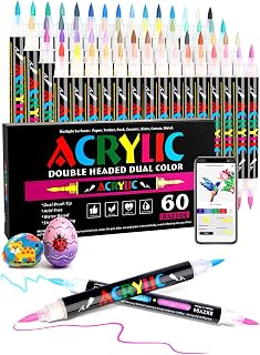 120 Colors Acrylic Paint Markers with 60 Dual-Color Direct-Liquid Brush Tip