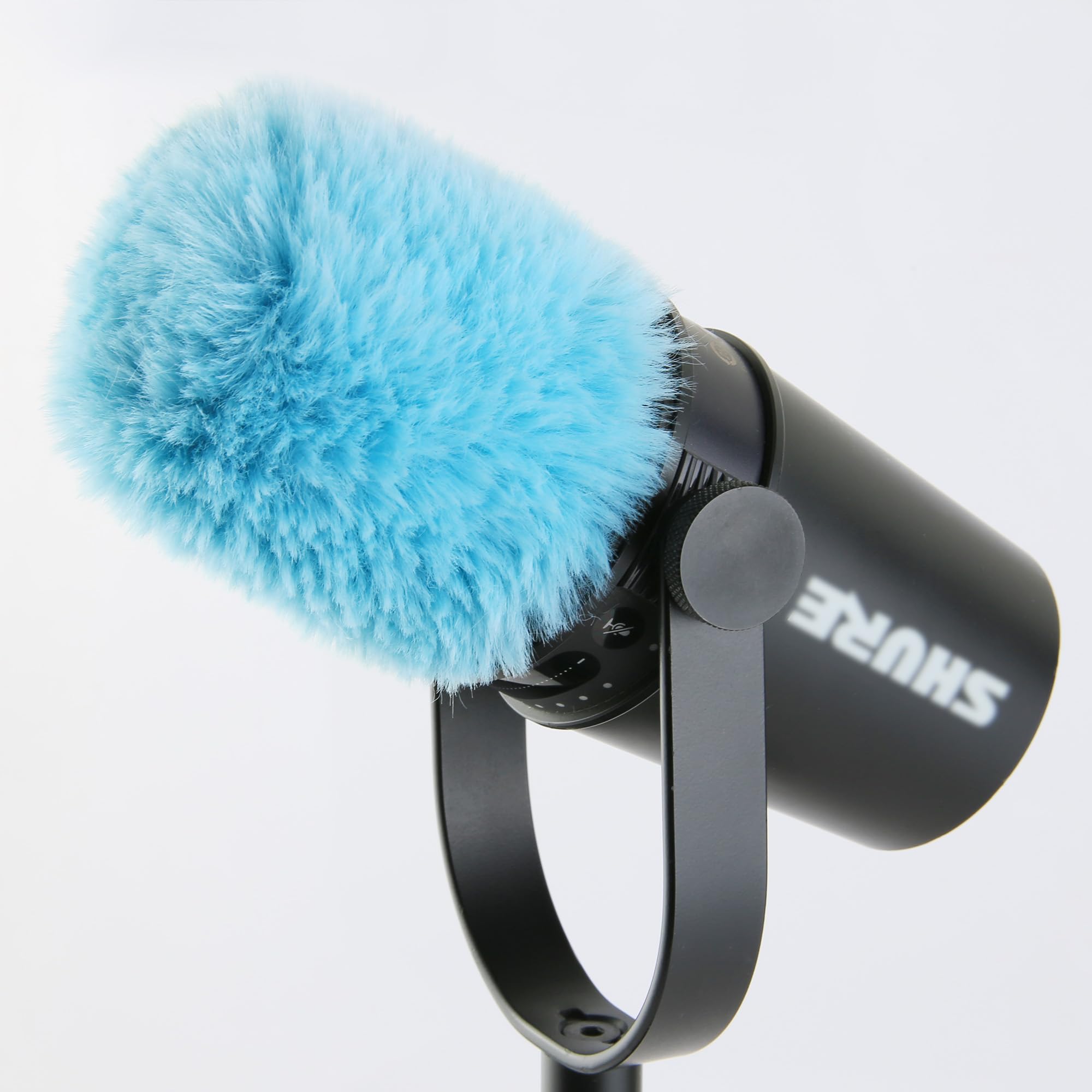 LEFXMOPHY MV7 Windscreen for SHURE MV7 MV7X Microphone Replacement Windscreen, Blue Furry Wind Muff Mic Cover