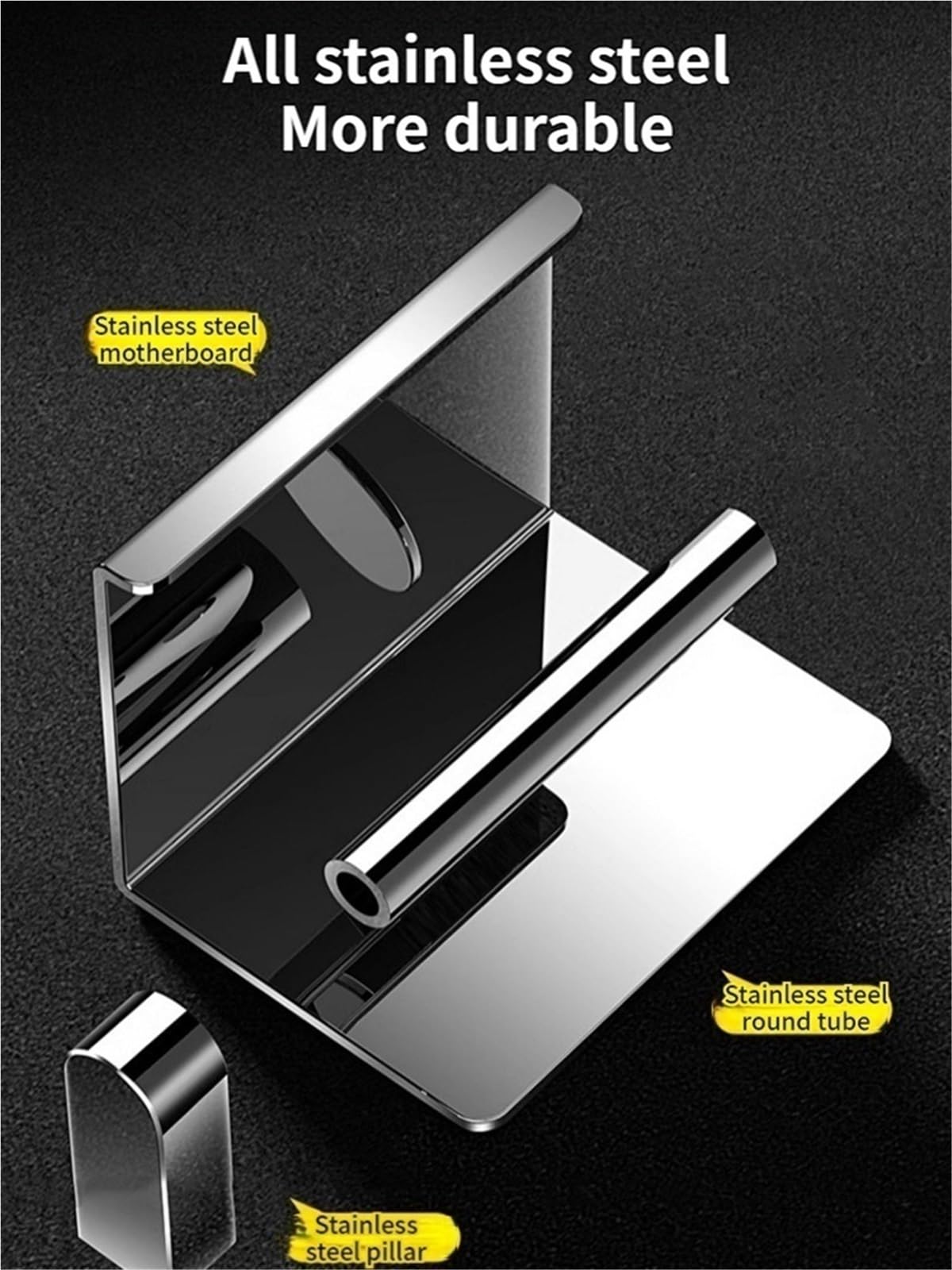 Portarrollos Papel Higienico Toallero de Papel de Acero Inoxidable sin perforar, Estante de baño for Rollo de Cocina montado en la Pared(C Roll Paper Holder)