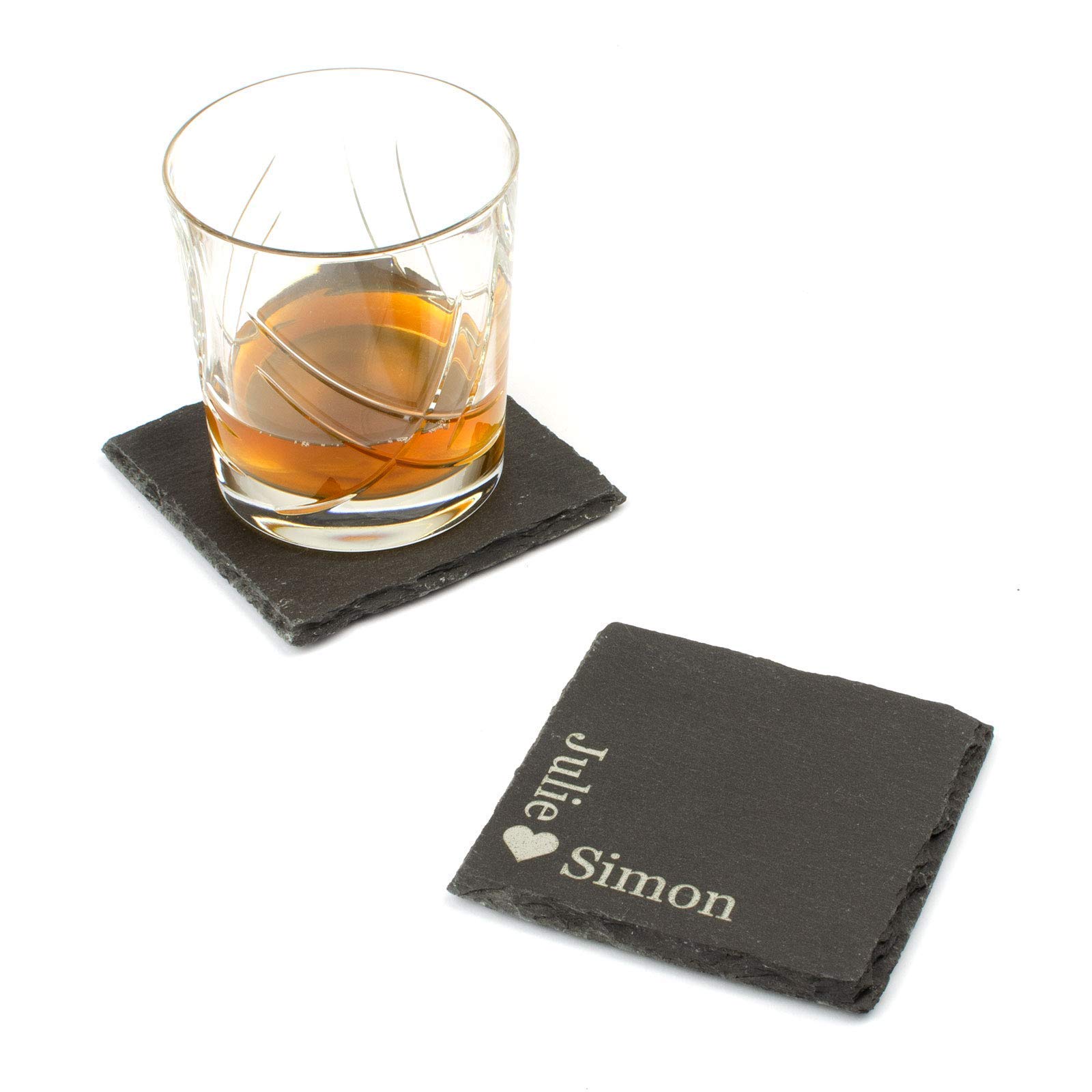 Personalised Slate Coaster. Couples Names & Love Heart Anniversary, Wedding Keepsake. Engagement, Valentines or Birthday Gift.