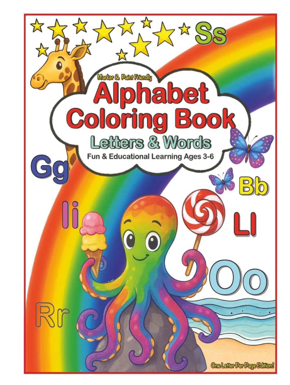 Alphabet Coloring Book Letters & Words: Fun & Educational Learning Ages 3-6