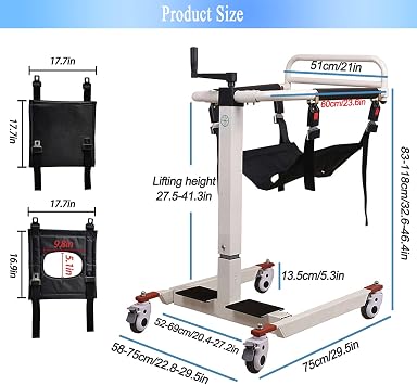 Patient Lift Transfer Chair for Home, Patient Lift Transfer Wheelchair, Patient Lift Chair Older People Disabled People Commode Wheel Chair,Transfer Nursing Wheelchair Lift Aid with Potty