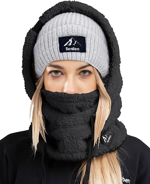 Close-up view of the Senllen Balaclava's soft fleece interior, highlighting its texture and warmth.