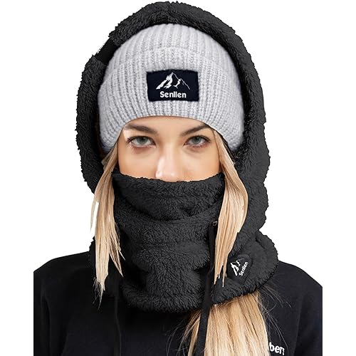 Senllen Balaclava Cold Weather Fleece Windproof Ski Mask Winter Breathable Thermal Face Mask Neck Warmer Scarf Helmet Hood