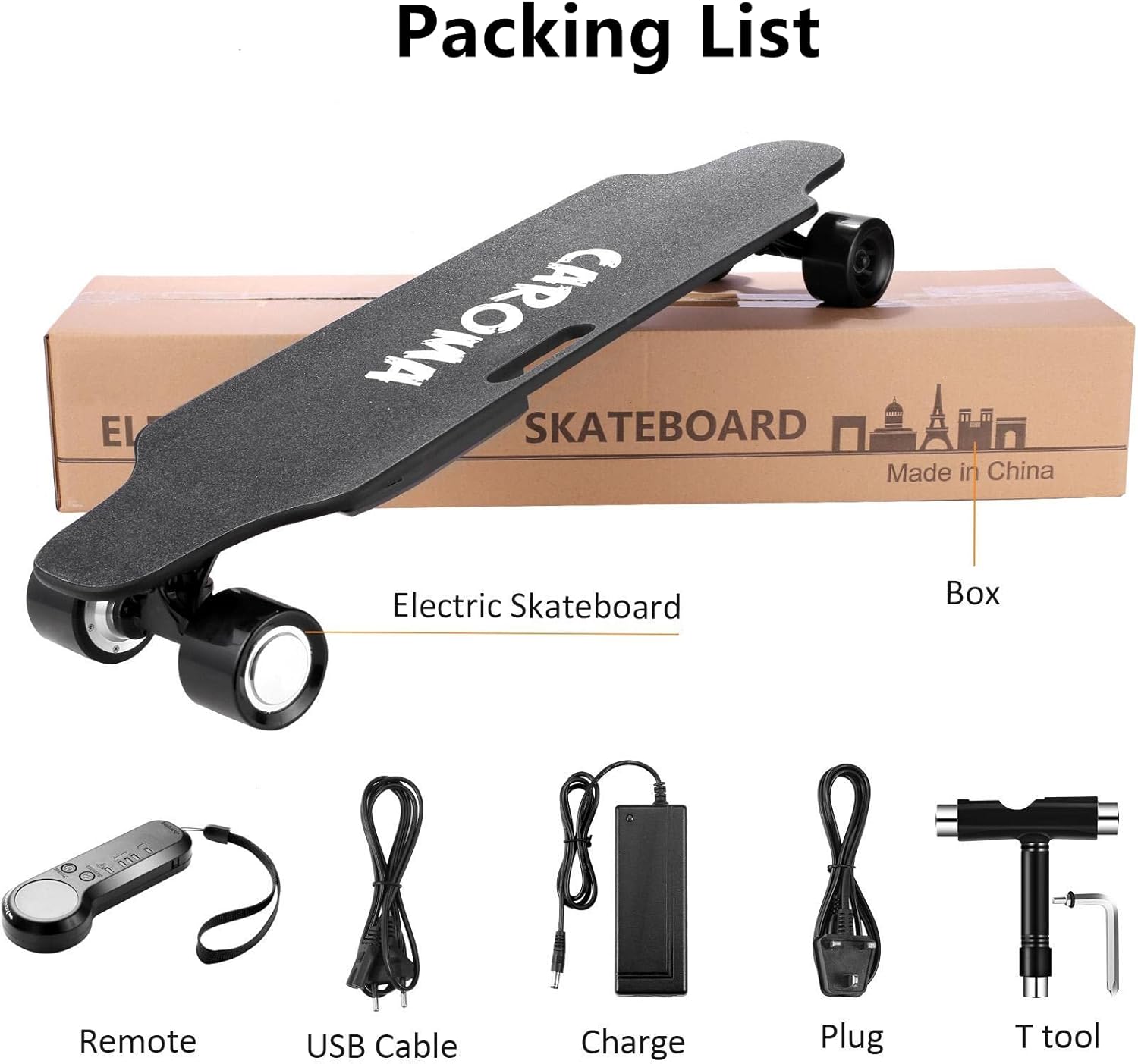 Caroma Electric Skateboard with Wireless Remote, 700W Dual Motor, 15MPH Top Speed, 10-12 Miles Range, 8 Layer Maple, Load up to 220Lbs, 36" Electric Skateboard for Teens Adults (#1) : Sports & Outdoors