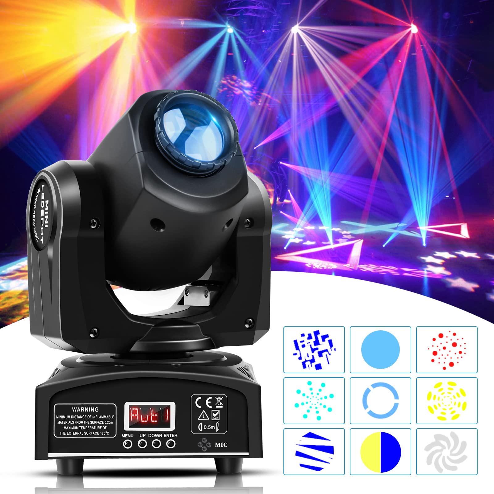 HOLDLAMP Teste Mobili LED Moving Head dmx512 RGBW 30W Luce da Palcoscenico Lampada a Spot Beam 8 Modelli Effetto Luce per DJ, Bar, Halloween, Natale, Matrimonio, Discoteca - Nero