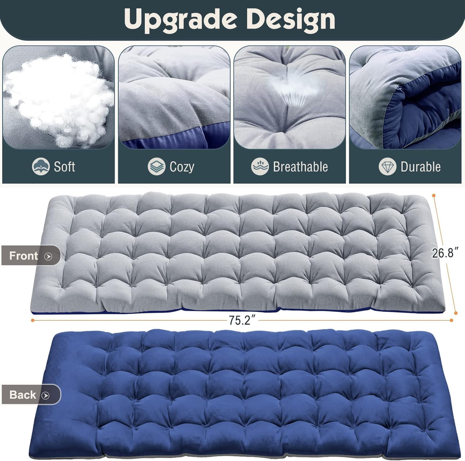 MOPHOTO Folding Bed with Mattress, Portable Foldable Adult Bed Frame for Guest, Fold up Bed Cot for Indoor Outdoor Travel Camp Vacation