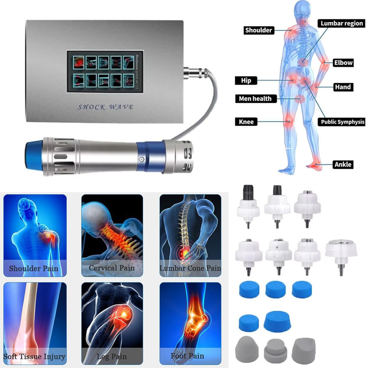 Instrumento de fisioterapia de ondas de choque para la disfunción eréctil, Relajación muscular, Tratamiento de la fascitis plantar frecuencia Ajustable 1-16HZ Y Energía 60-200MJ