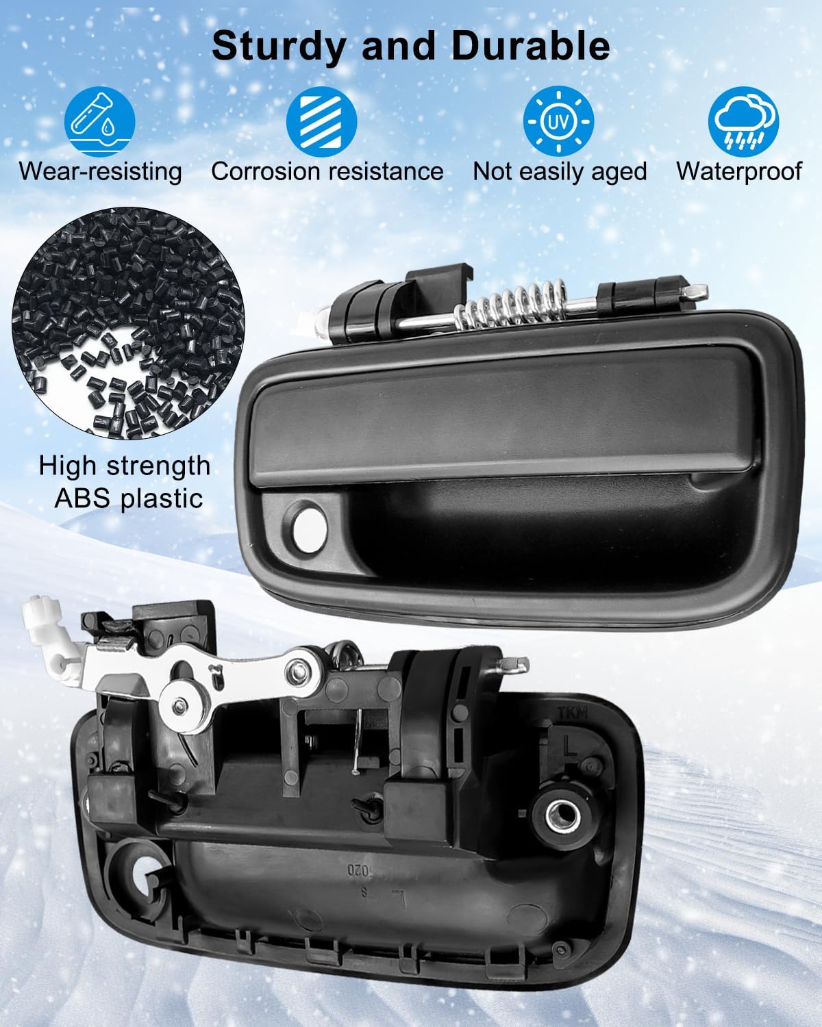 Pair Exterior Door Handles W/Door Lock Cylinder & Key Fits for Toyota Tacoma 1995-2004, Front Driver and Passenger Side Outside Door Handle Set Replaces 69220-35020 69210-35020 6905135070 6905235070