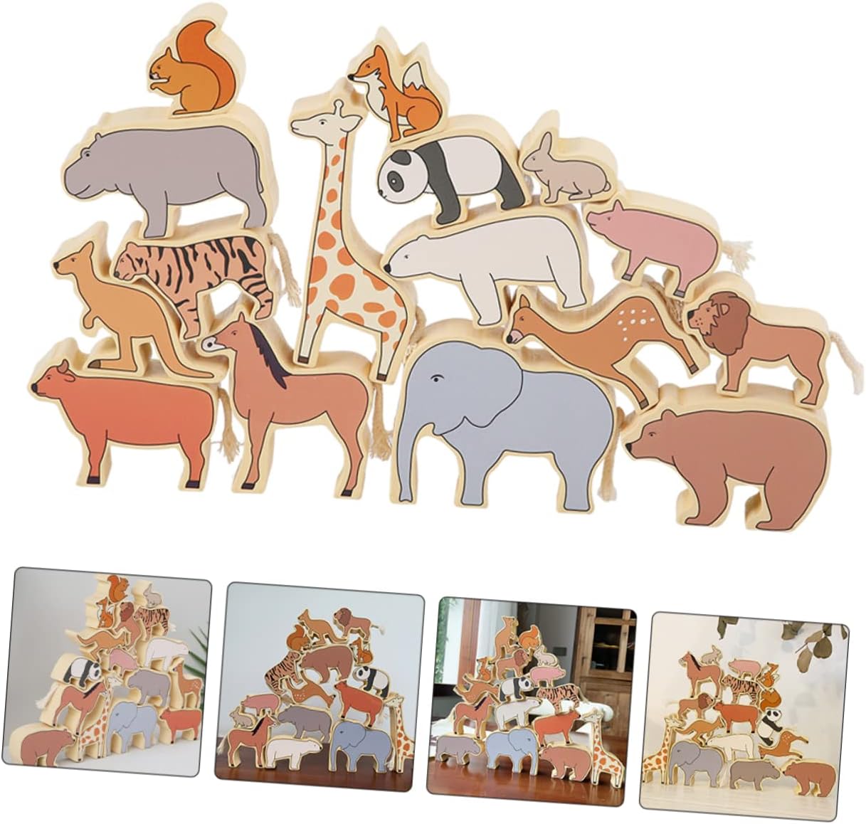 1Set Animal Blocks Early Educational for Interactive Parent Play Safe Smooth Edges Adorable Zoo Animal Design