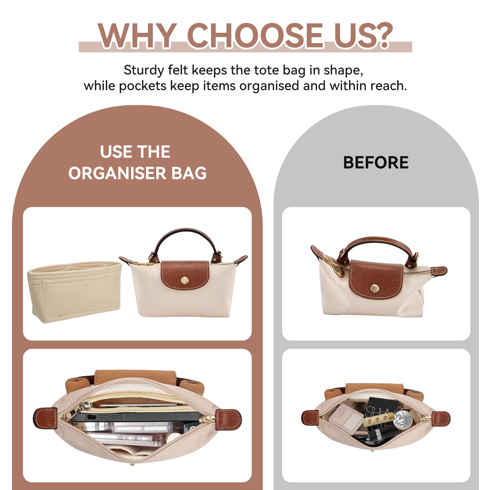 Pasek na ramię do torebki typu Longchamp, pasek na ramię i organizer do mini torby Longchamp, organizer do portfela z wieloma kieszeniami, regulowany pasek zapasowy ze skóry (bez opakowania)