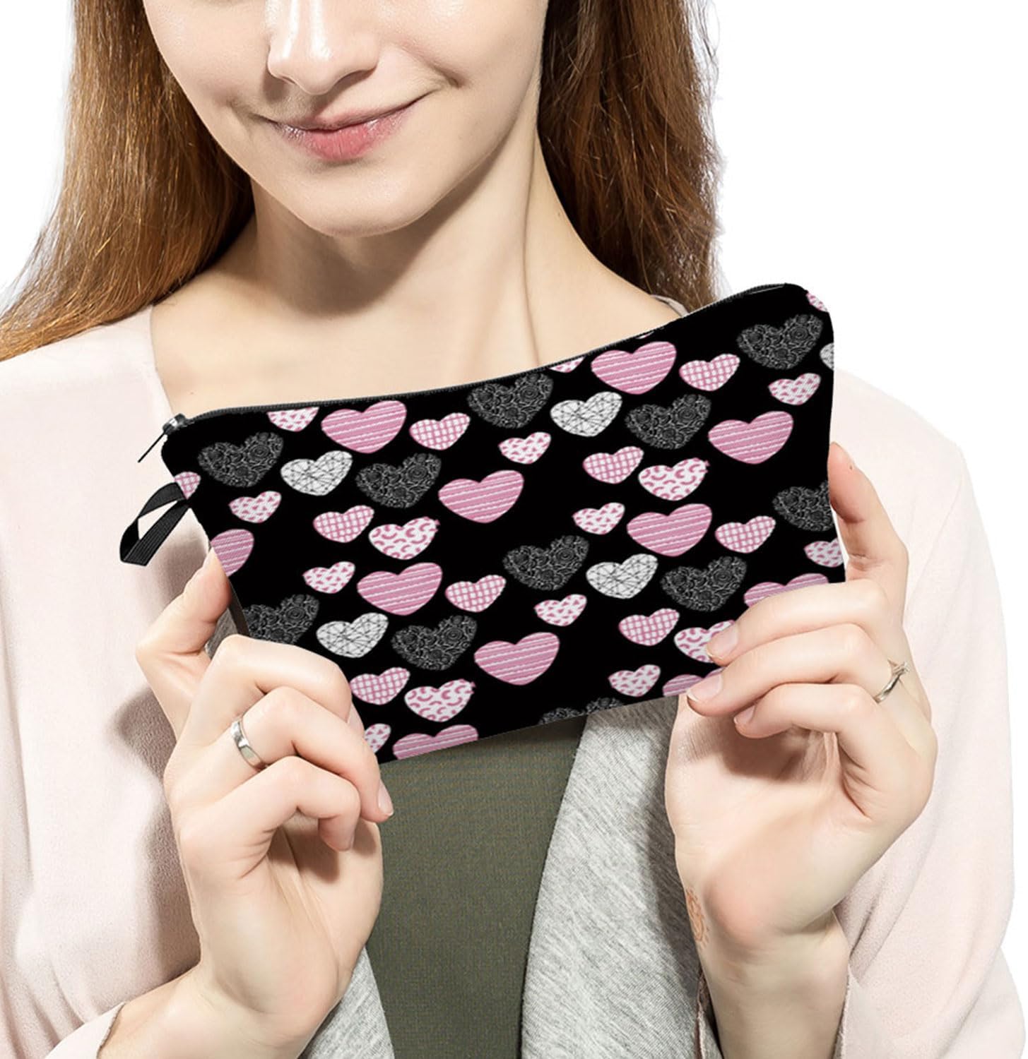 Livel lhood Pink Heart Small Makeup Zipper Bag image 3