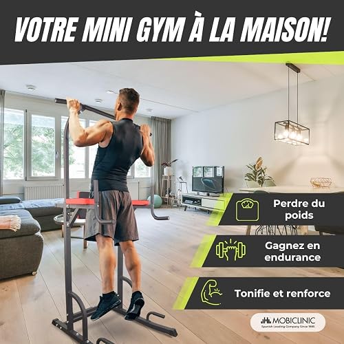 Mobiclinic® Fitness, Power Tower Dip Station, MultiFit, Adjustable Height and Backrest, Multi gym, Heavy Duty, Multi-functional Tower, Home Gym, Pull-up bar, Abdominal Exercise - 5