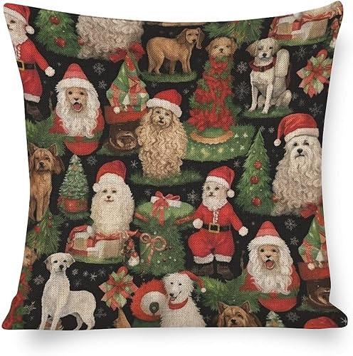 Fundas de cojín grandes para sofá con texto en inglés "I Believe in Santa Paws", fundas de cojín de 20 x 20 pulgadas, decoración rústica de Navidad
