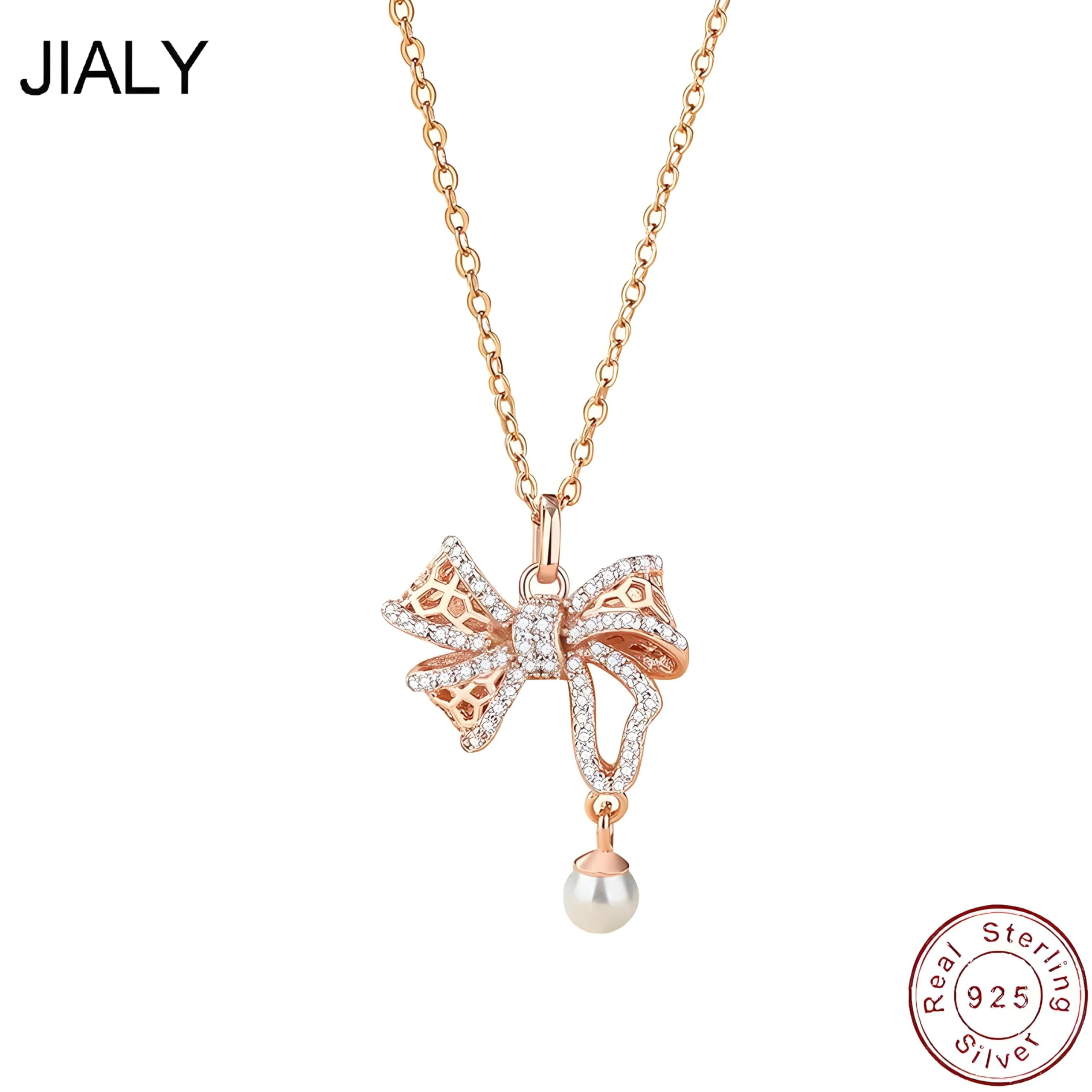 Feng Shui Akcesoria dziewczęce European Pave AAA CZ Bow-knot 925 Sterling Silver naszyjnik łańcuszek dla kobiet prezent urodzinowy biżuteria ślubna-T88 prezent urodzinowy