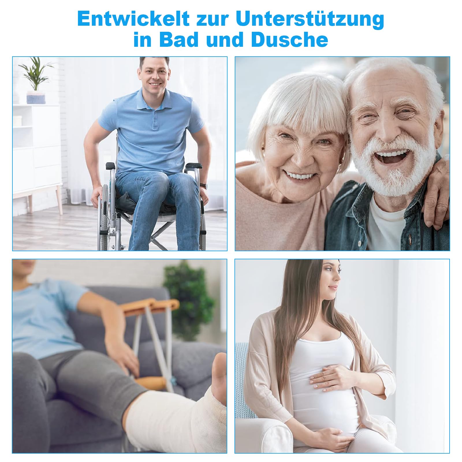 Taburete de ducha plegable de altura ajustable, silla de ducha antideslizante con pies de goma, taburete de baño estable, incluye pelota de ducha y peine de masaje para el cabello, asiento de ducha