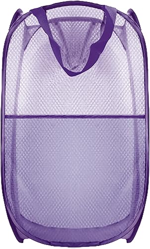 Miniatura 12 de Cesta de Ropa Plegable Emergente, Canasta de Ropa de Malla Plegable Extra Grande, 28" x 16" x 16", Paquete de 2 (Negro + Azul)