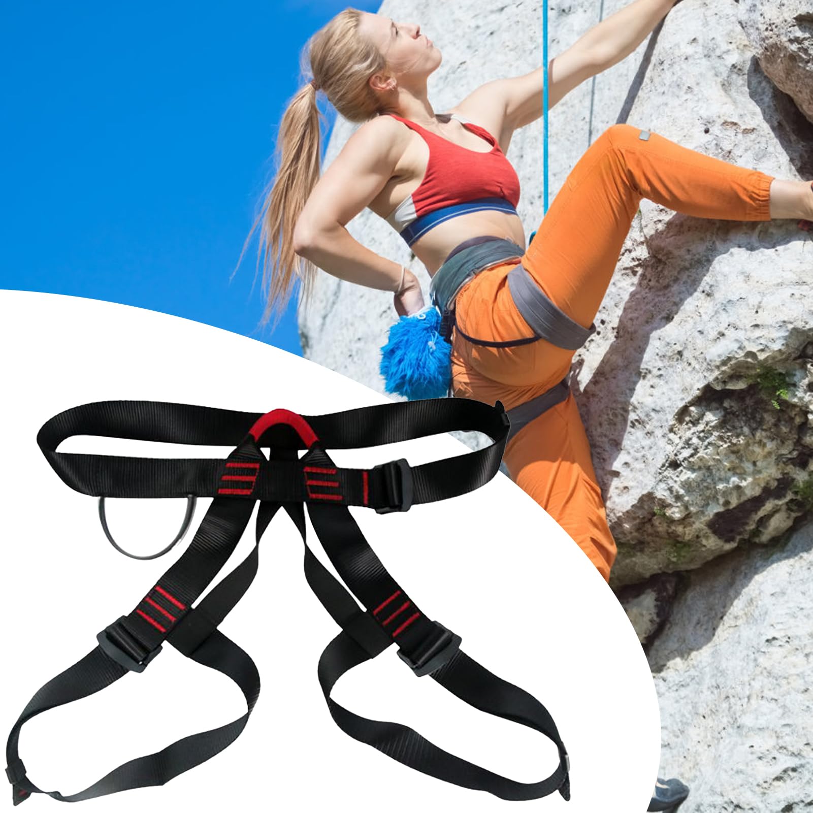 Arnés De Escalada Para Hombres | Arnés de Seguridad para Escalada de Medio Cuerpo,Equipo De Protección Reforzado Para Construcción, Rapel Y Montañismo