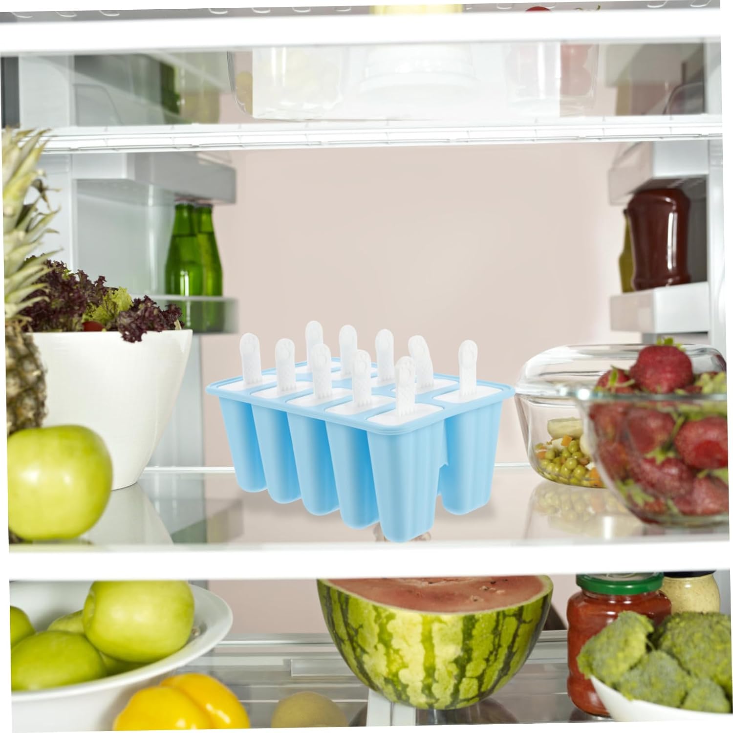 Abaodam Silicone Ice Cream Mold 10-cavity Ice Pop Maker Mold Blue Flexible Non-toxic for Homemade Chilled Treats and Summer Snacks